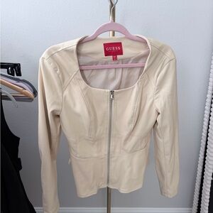 GUESS Women's Beige Leather Jacket
